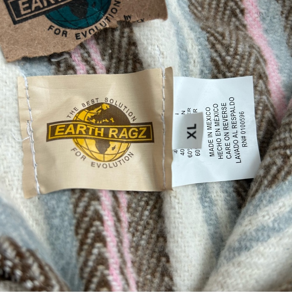 EARTH RAGZ NWT! Women’s Baja Joe Mexican Hoodie Pastel Pocket Brushed Lining XL - Picture 8 of 10